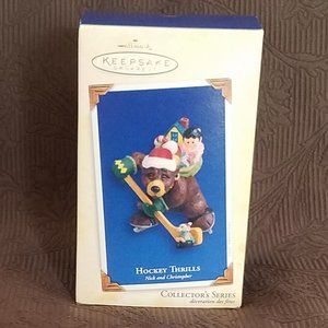 NIB HALLMARK NICK & CHRISTOPHER HOCKEY ORNAMENT